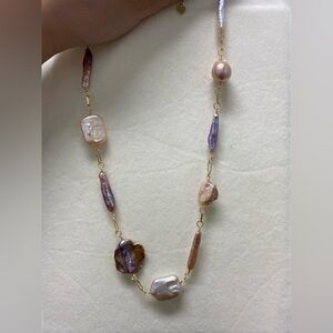 Irregular shaped pearl necklace